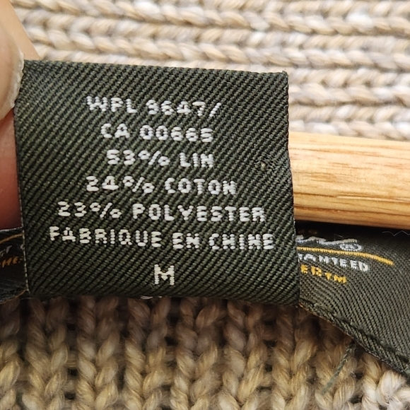 Eddie Bauer Cardigan Women's Medium Beige 3/4 Sleeve Linen Cotton Blend Sweater - Picture 6 of 12